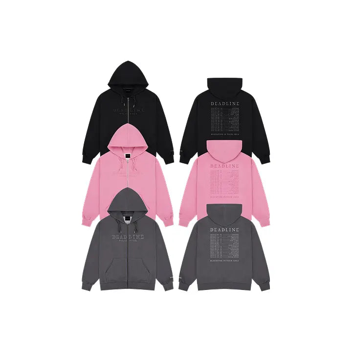 [BLACKPINK] [DEADLINETOUR] BLACKPINK LOGO APPLIQUE ZIP-UP HOODIE
