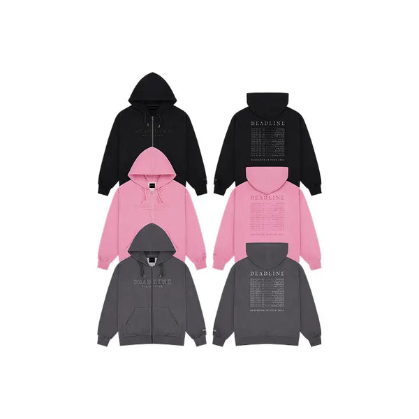 [BLACKPINK] [DEADLINETOUR] BLACKPINK LOGO APPLIQUE ZIP-UP HOODIE