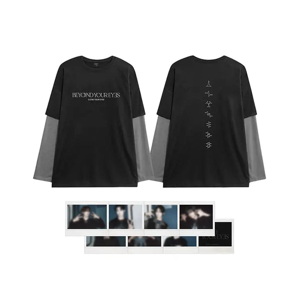 [CLOSE YOUR EYES] [BEYOND YOUR EYES] LAYERED LONG SLEEVE T SHIRT