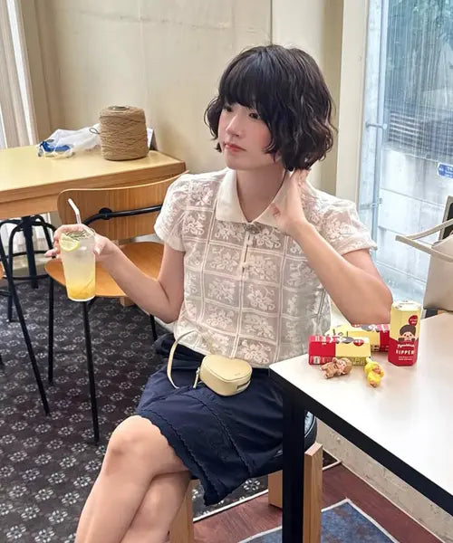[SINOON] Rose Lace Volume Blouse (Ivory)