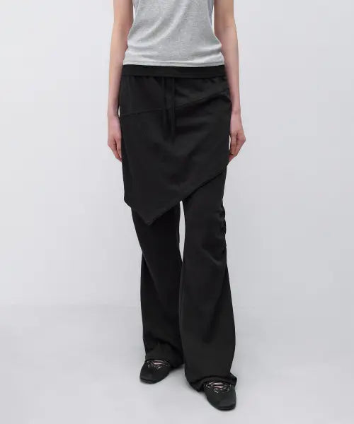 [INSILENCE WOMEN] Double Layered Cotton Pants BLACK / 더블 레이어드 코튼 팬츠 BLACK