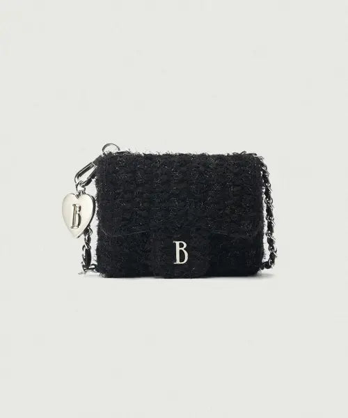 [THEBARNNET] Tweed Chain Belt Mini Bag_Black