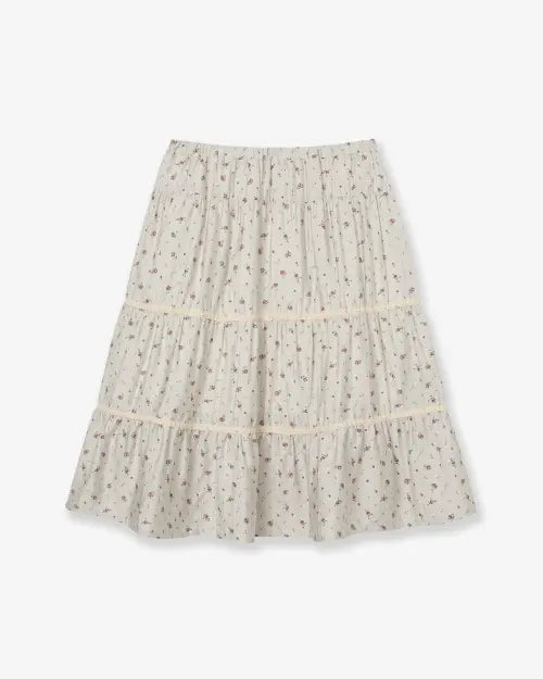[AEAE] PATTERN TIERED SKIRT [BEIGE]