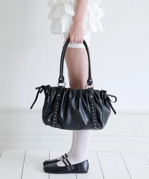 [ALKI ALKA] Studded Ruched Bag (Black)