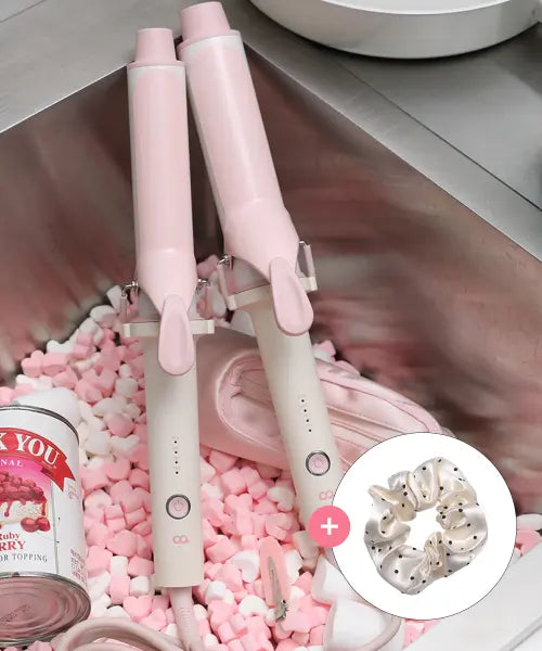 [OA] Ohmacol Free Volt Curling Iron (36mm & 40mm) + Free Polka Dot Scrunchie / [증정] 오마컬 프리볼트 봉고데기 36mm\u002640mm 웨이브 고데기 아이롱 + 땡땡이 스크런치 증정