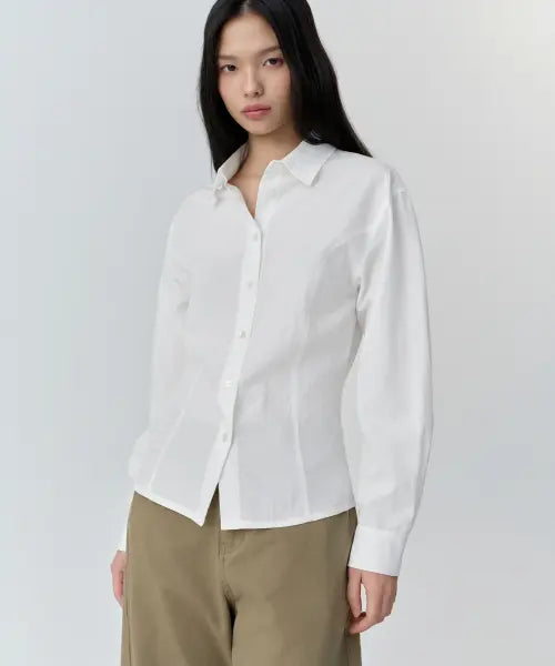 [MUSINSA STANDARD WOMAN] WOMENS RN CINCHED SHIRT [WHITE] / 우먼즈 RN 신치드 셔츠 [화이트]