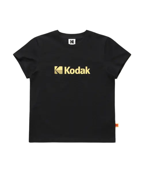 [KODAK] Essential Big Logo ASKIN Short Sleeve T-Shirt - Women, Black / 에센셜 빅로고 아스킨 반팔 티셔츠 우먼 BLACK