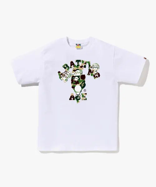 [BAPE] ABC Camo College Milo T-Shirt (M) WHITE/GREEN / ABC 카모 콜리지 마일로 티셔츠(M) WHITE/GREEN
