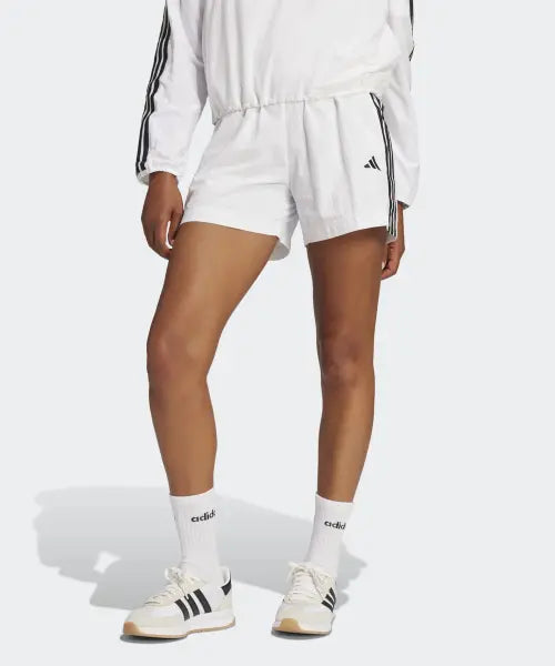 [ADIDAS] W 3S WV SHO         WHITE/BLACK / 에센셜 3-스트라이프 라이프스타일 우븐 숏 팬츠 - 화이트:블랙 / JE1310