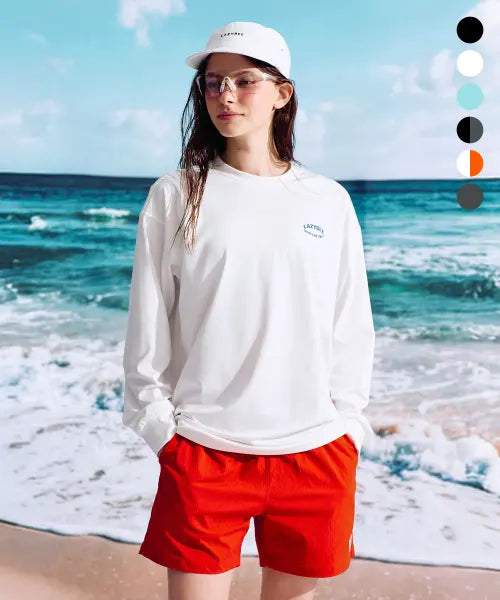 [LAZYBEE] Dry Cooling Oversized Long Sleeve Rashguard + Swim Trunks Set (6 Colors) / [SET] 드라이쿨링 오버핏 긴팔 래쉬가드 + 수영복 반바지 세트 W (6컬러)