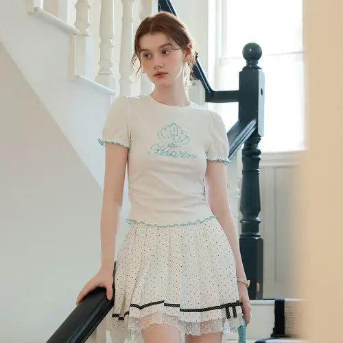 [CEST MOIDEW] Cest_Seashell rhinestone short sleeve top