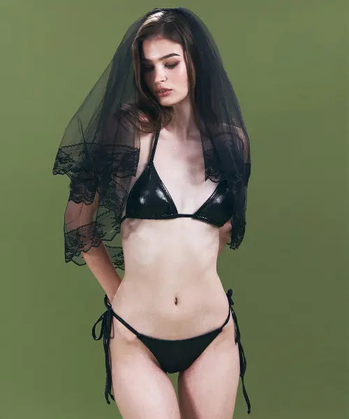 [PLEASENOFOLLOW] Belly Glossy Bikini (Black)