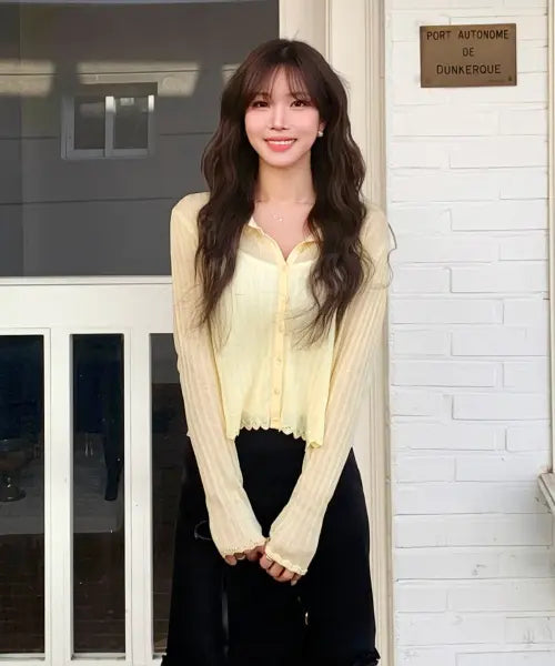 [ROEM] All Day Linen Ribbed Long Sleeve Cardigan RMCKG25R98 / 올데이 린넨 긴팔 골지가디건 RMCKG25R98