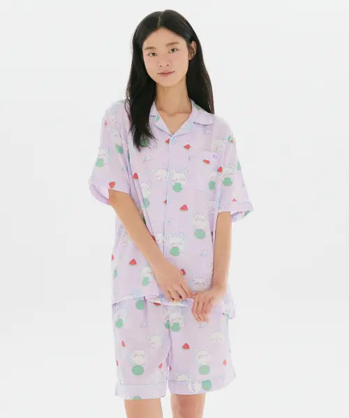 [SPAO] Monjjakwi Summer Short-Sleeve Pajama (Purple) / [먼작귀] 먼가 작고 귀여운 여름 반팔 파자마(PURPLE)_SPPPG25U05
