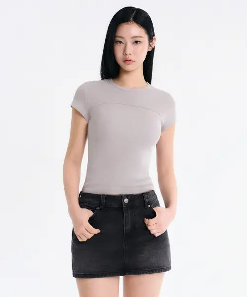 [MUSINSA STANDARD WOMAN] Women's Lived Pigment Slim T-Shirt [Ash Grey] / 우먼즈 리브드 피그먼트 슬림 티셔츠 [애쉬 그레이]