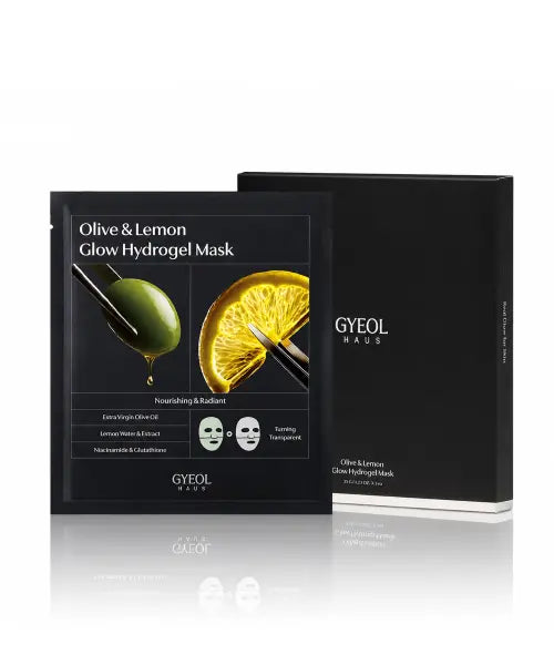 [GYEOL HAUS] Olive \u0026 Lemon Glow Hydrogel Mask 3 Sheets × 1Box / 올리브 앤 레몬 글로우 하이드로겔 마스크 3매 (1BOX)