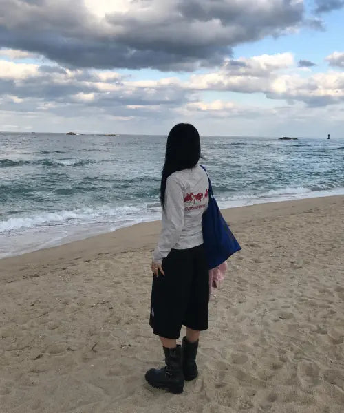 [TANSANMAGNESIUM] Horse Rabbit Long Sleeve (Grey/Red) / 홀스 래빗 롱슬리브 (그레이/레드)