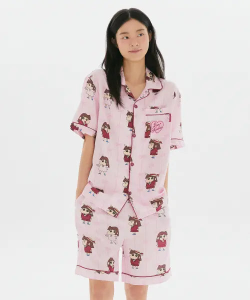 [SPAO] Crayon Shin-chan Sleepy Crayon Pajama Short Sleeve T-Shirt (Pink) / [짱구] 꿀잠 자는 짱구 반팔 파자마(PINK)_SPPPG25U02