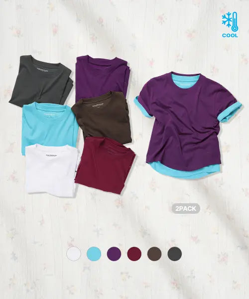 [AMES-WORLDWIDE] [2 PACK] AMES COOL ROUND HEM CROP TEE