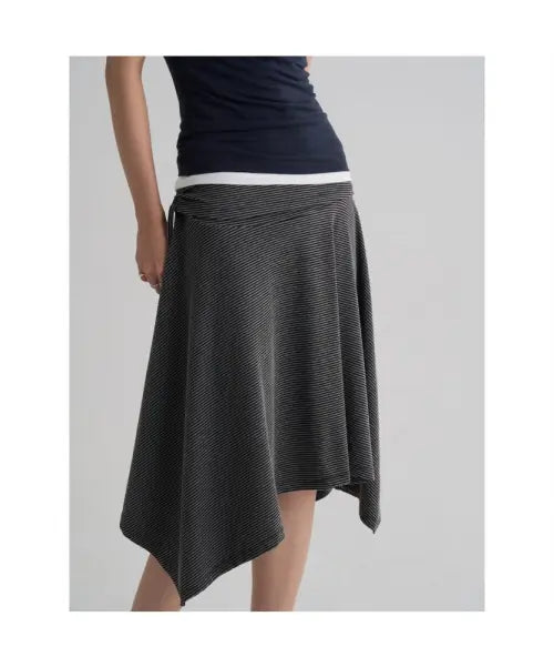 [8SECONDS] Striped Jersey Skirt - Ash / 스트라이프 저지 스커트  애쉬