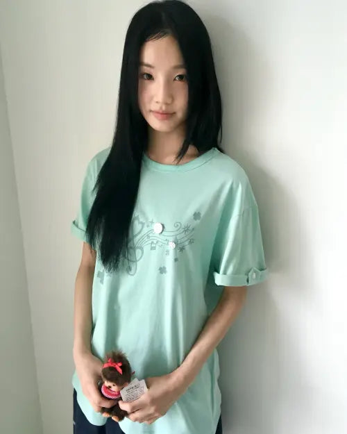 [BAUF] Roll-up Melody Oversized T-shirt [Mint] / 롤업 멜로디 오버핏 티셔츠 [민트]