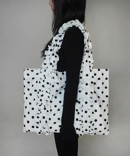 [KIMIMI] big frill dots shoulder bag deep gray / 빅 프릴 도트 숄더백  화이트