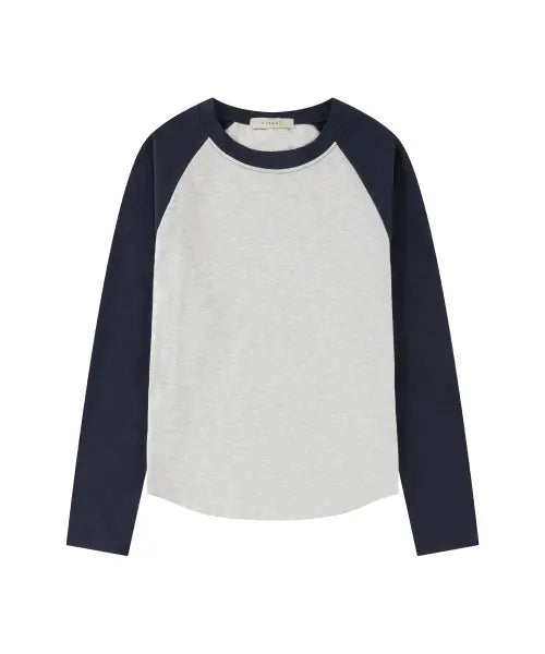 [SIYAZU] SITP5244 Slim Raglan Color Block T-Shirt_Navy / SITP5244 슬림 래글런 배색 티셔츠_Navy