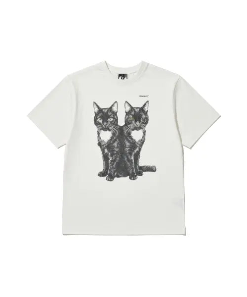 [MEEN OBJECT] MEENOBJECT Twin Cat T-Shirts / 성냥성냥 X MEENOBJECT Twin Cat T-Shirts