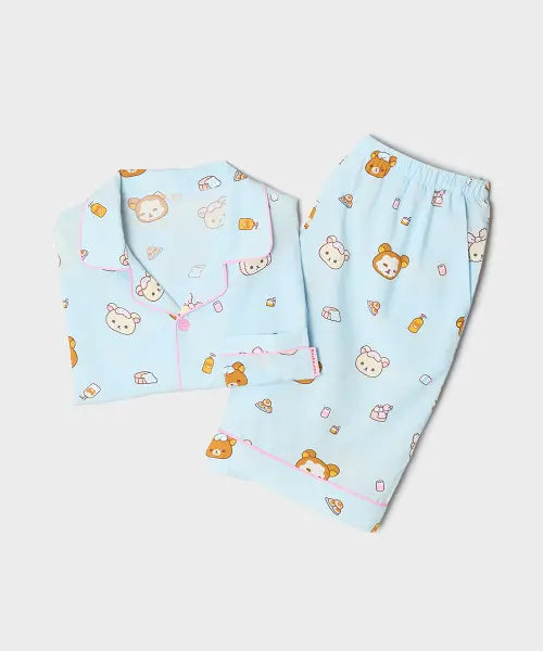 [SPAO] Rilakkuma Relaxed Short-Sleeve Pajamas (Light Blue) / [리락쿠마] 쿠마들의 느긋한 반팔 파자마(LIGHT BLUE)_SPPPG25U09