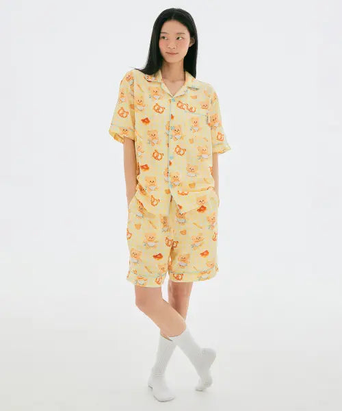 [SPAO] Butter Bear Short Sleeve Pajamas (Yellow) / [버터베어] 반팔 파자마(YELLOW)_SPPPG23U14