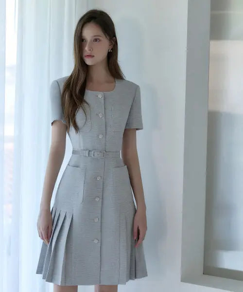 [JULIY\u0026CALLA] 26HS CALLA143 Loved By You Ella Pleats Summer Tweed Dress Bokeh Black / 26HS 러브바이유 엘라플리츠 썸머트위드 원피스 보카시블랙 하객룩세레모니룩