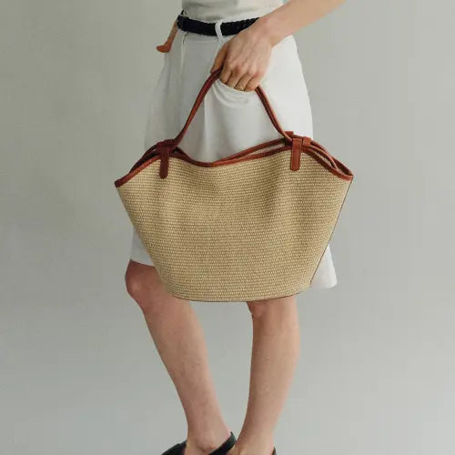 [ROH SEOUL] Lien shoulder bag Raffia Caramel