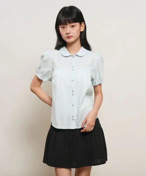 [GENERALIDEA] woman round collar puff blouse [sky blue] / 라운드 카라 퍼프 블라우스 [SKY BLUE] / GF2LSH521