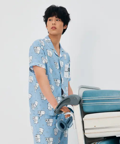[SPAO] GANADIE Short Sleeve Pajamas (Blue) / [가나디] 반팔 파자마(BLUE)_SPPPG25U06
