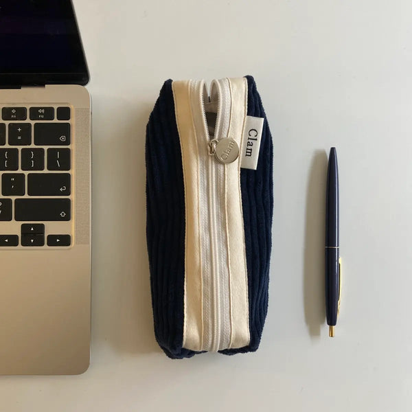 [Clam] Clam Corduroy Round Pencil Case (Choose 1 of 19 designs) / 클램 코듀로이 라운드 펜슬케이스 (19종 택1)