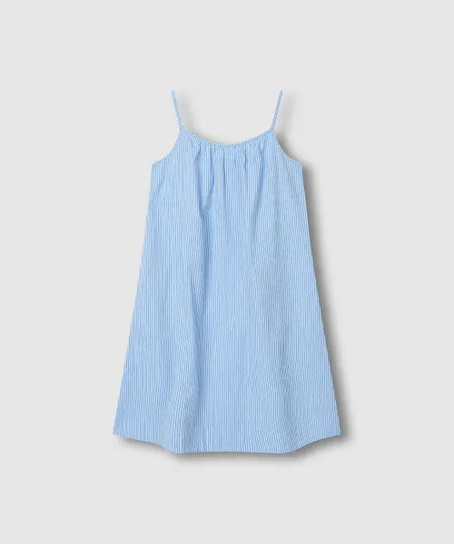 [JAJU] Women's Cotton Seersucker Sleeveless Pajama Dress_Dark Blue / 여 코튼 시어서커 민소매 파자마 원피스_다크 블루