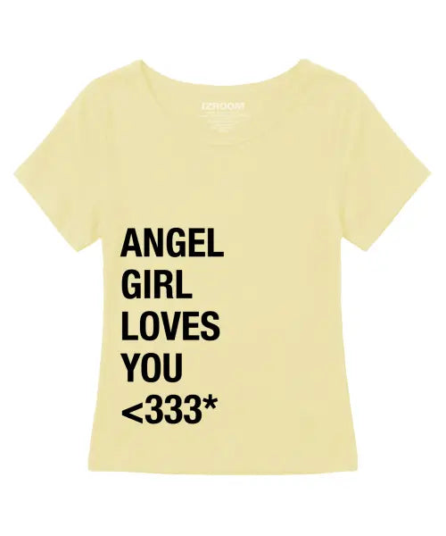[IZROOM] ANGEL GIRL SLIM FIT SHORT SLEEVE (YELLOW) / 엔젤 걸 슬림핏 반팔 티셔츠 (옐로우)