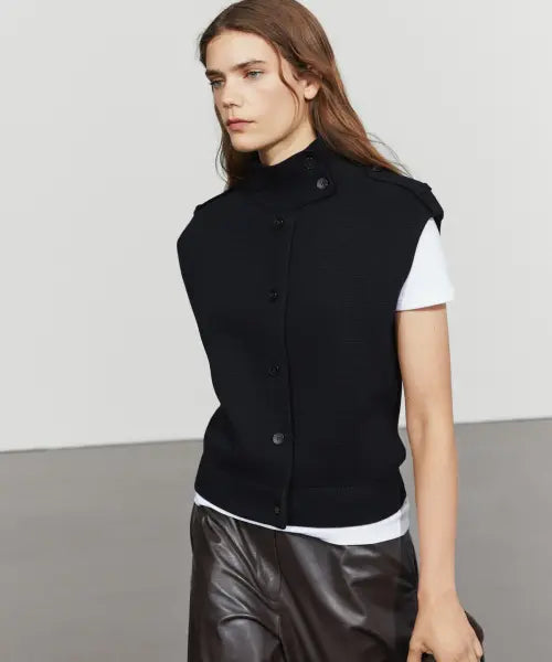 [MASSIMO DUTTI] 100% Cotton High Neck Knit Vest / 100% 코튼 하이넥 니트 베스트