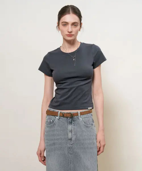 [GENERALIDEA] woman soft slim fit t-shirt [deep navy] / 소프트 슬림핏 티셔츠 [DEEP NAVY] / WBE3L01503
