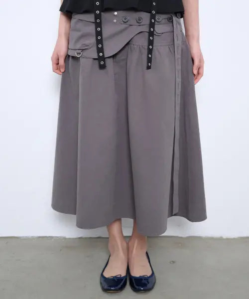 [TUOMIO] WASHED BELT BAG SKIRT [CHARCOAL]