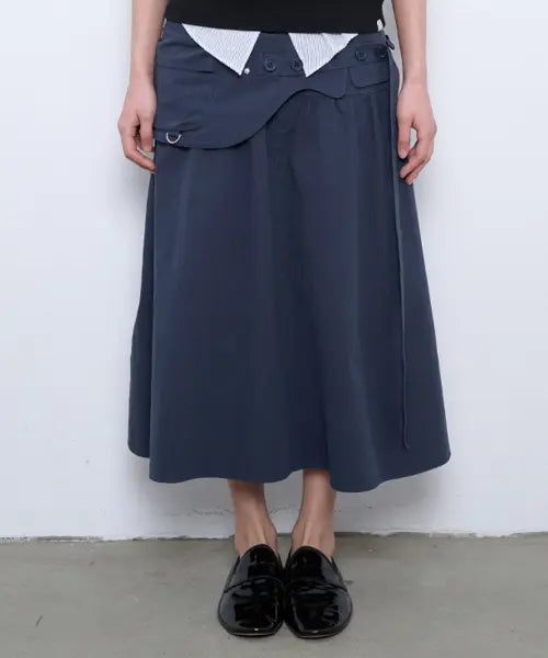 [TUOMIO] WASHED BELT BAG SKIRT [NAVY]