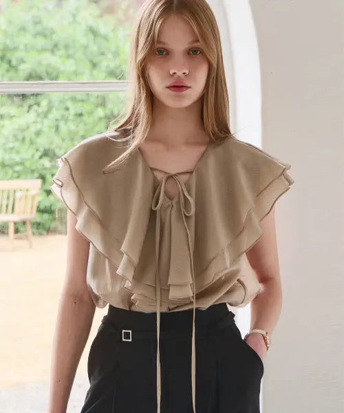 [SLOWLOLLI] Veil frill blouse_2 Colors / [컬러추가] Veil frill blouse_3 Colors