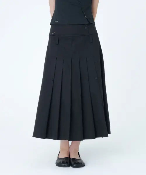 [MISEKI SEOUL] Layered pleats maxi skirt BLACK