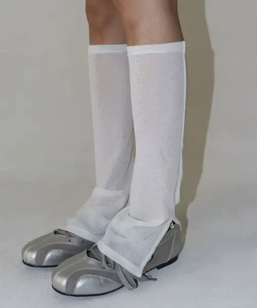 [NEWYORKWORKS] Airy Slit See-Through Leg Warmers_IVORY / 에어리 슬릿 시스루 트임 레그워머_IVORY