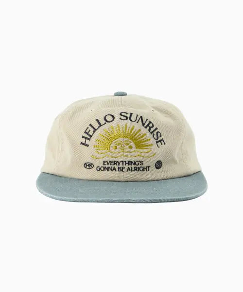[HELLO SUNRISE] Washed Two Tone Arch Logo 6panel Cap_Beige \u0026 Khaki