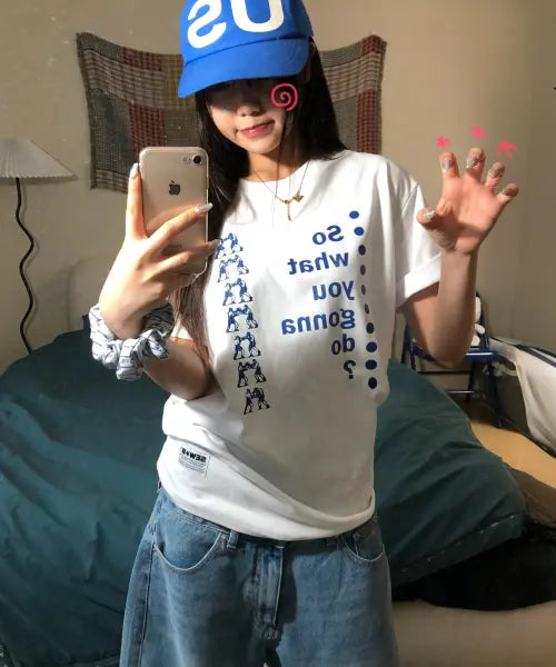 [SEW-B] Oversized Fit Short-Sleeve T-Shirt / WS~ 오버핏 반팔티