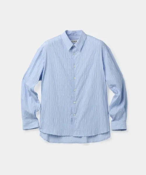 [COOR] Semi-Oversized Wrinkle Stripe Shirt (Sky Blue) / 세미오버핏 링클 스트라이프 셔츠 (스카이블루)