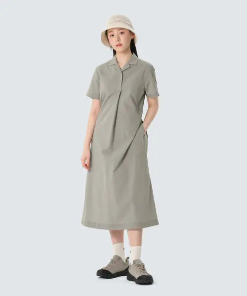 [SNOWPEAK APPAREL] Root Collar Dress (S26MWROP61) Gray / 루트 카라 원피스 (S26MWROP61) Gray