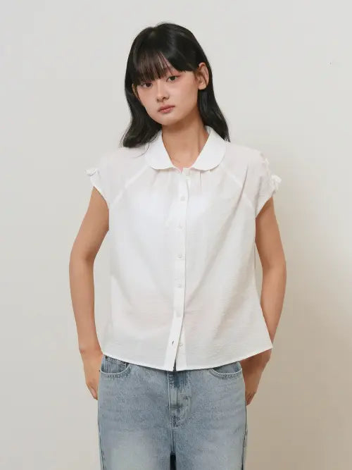 [GENERALIDEA] seersucker round collar blouse [WHITE] / GF2LBL528 / 시어서커  라운드 카라 블라우스 [WHITE] / GF2LBL528