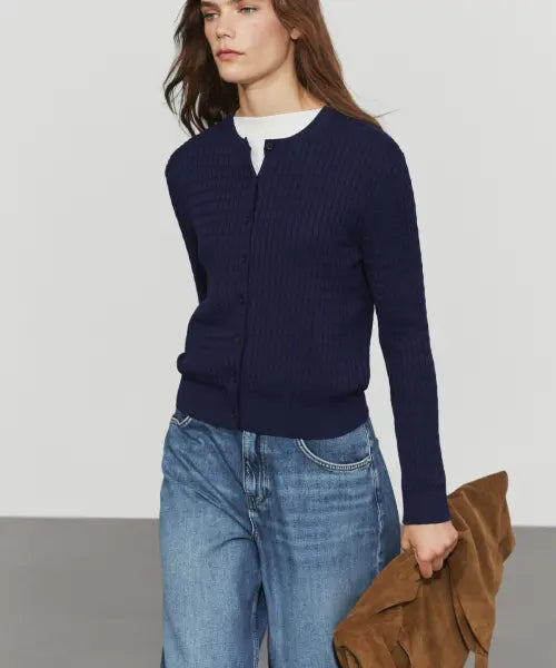 [MASSIMO DUTTI] 100% Cotton Cable Knit Cardigan / 100% 코튼 꽈배기 니트 가디건